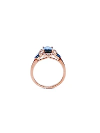 10K Rose Gold 1.50cttw Genuine Sapphire & 0.30cttw Diamonds Ring, size 6.5