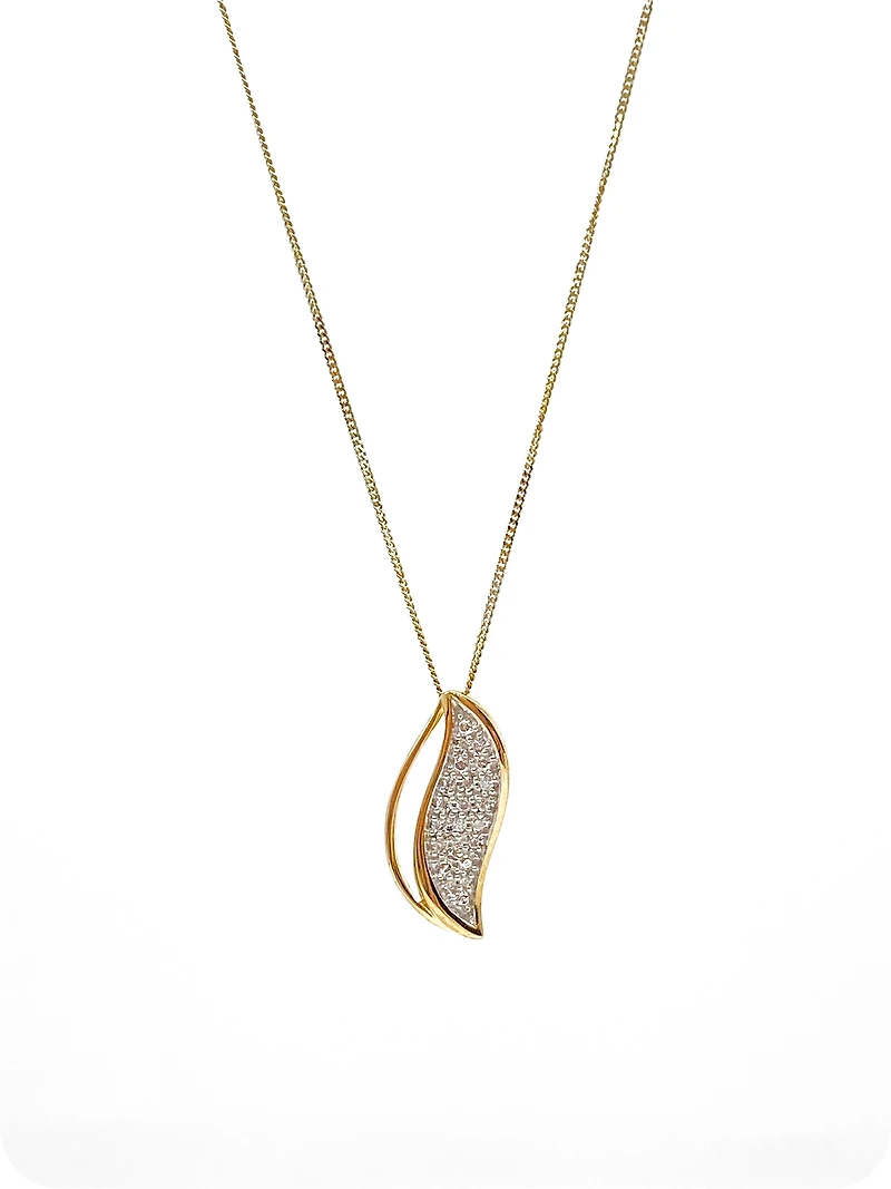 10K Yellow Gold 0.06cttw Diamond Pave Pendant, 18"