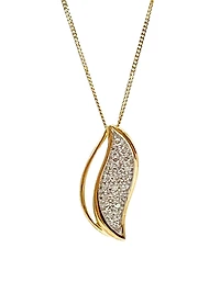 10K Yellow Gold 0.06cttw Diamond Pave Pendant, 18"