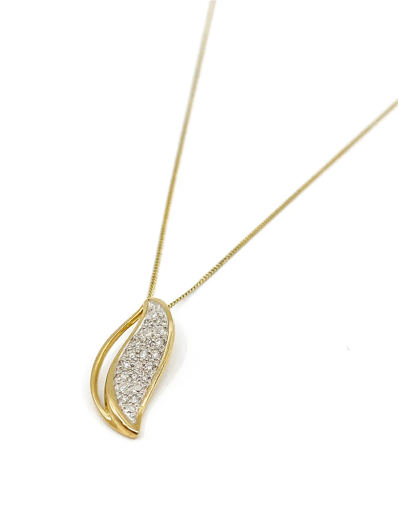10K Yellow Gold 0.06cttw Diamond Pave Pendant, 18"
