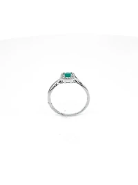 10K White Gold 0.30cttw Genuine Emerald and 0.07cttw Diamond Ring, 6.5