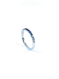10K White Gold Genuine 2mm White Zircon, Aquamarine, Blue Zircon, Blue Topaz, Tanzanite, Ceylon Sapphire and Sapphire Gemstone Ring, size 6.5 - 4.5