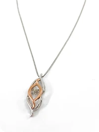 Sterling Silver and 10K Rose Gold 0.231cttw Diamond Pendant, 18"