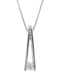 10K White Gold 0.086cttw Canadian Diamond Necklace, 18"