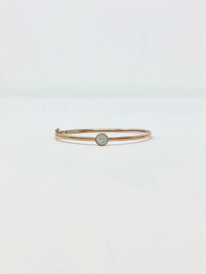 10K Rose Gold 0.25cttw Diamond Bangle, 7"