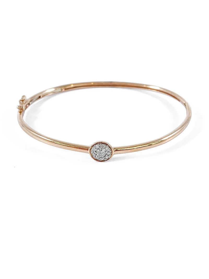 10K Rose Gold 0.25cttw Diamond Bangle, 7"
