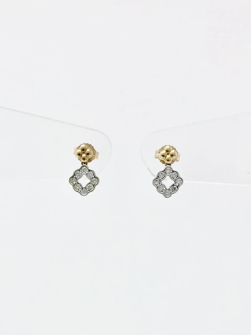10K White & Yellow Gold 0.25cttw Diamond Stud/Dangle/Drop Earrings