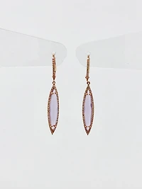 Pink Lilac Amethyst and Diamond Earrings