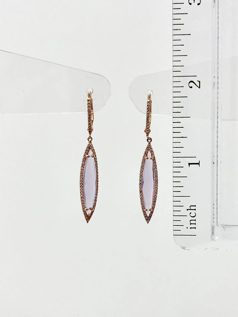 Pink Lilac Amethyst and Diamond Earrings