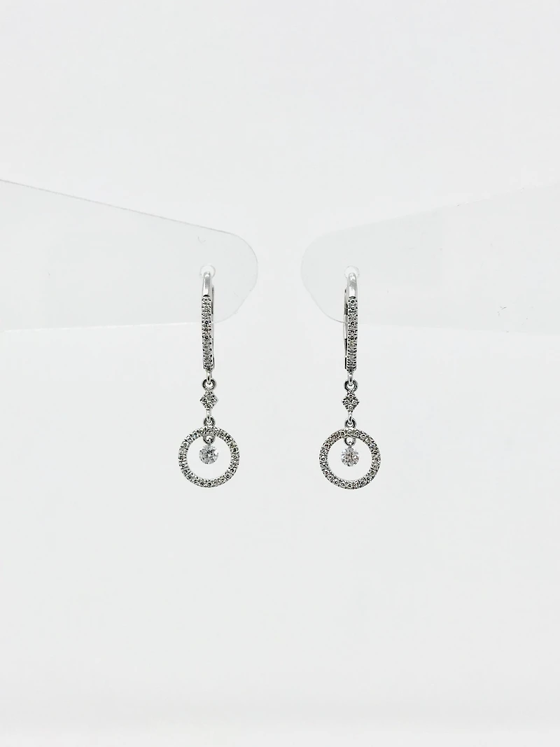 14K White Gold 0.29cttw Diamond Dangle / Drop / Chandelier Earrings