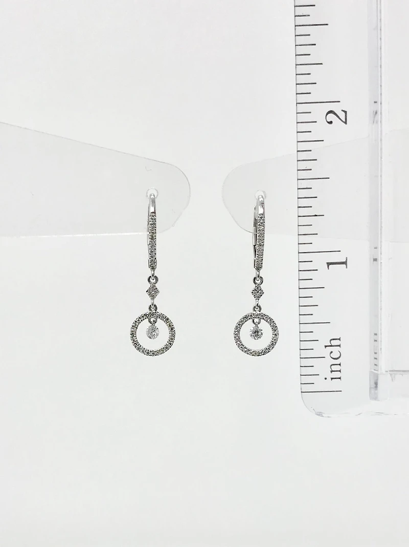 14K White Gold 0.29cttw Diamond Dangle / Drop / Chandelier Earrings