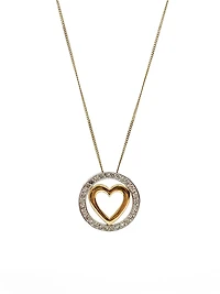 10K White and Yellow Gold 0.20cttw Diamond Heart Pendant, 18"