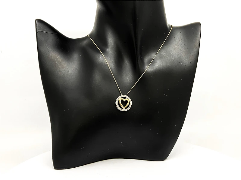 10K White and Yellow Gold 0.20cttw Diamond Heart Pendant, 18"
