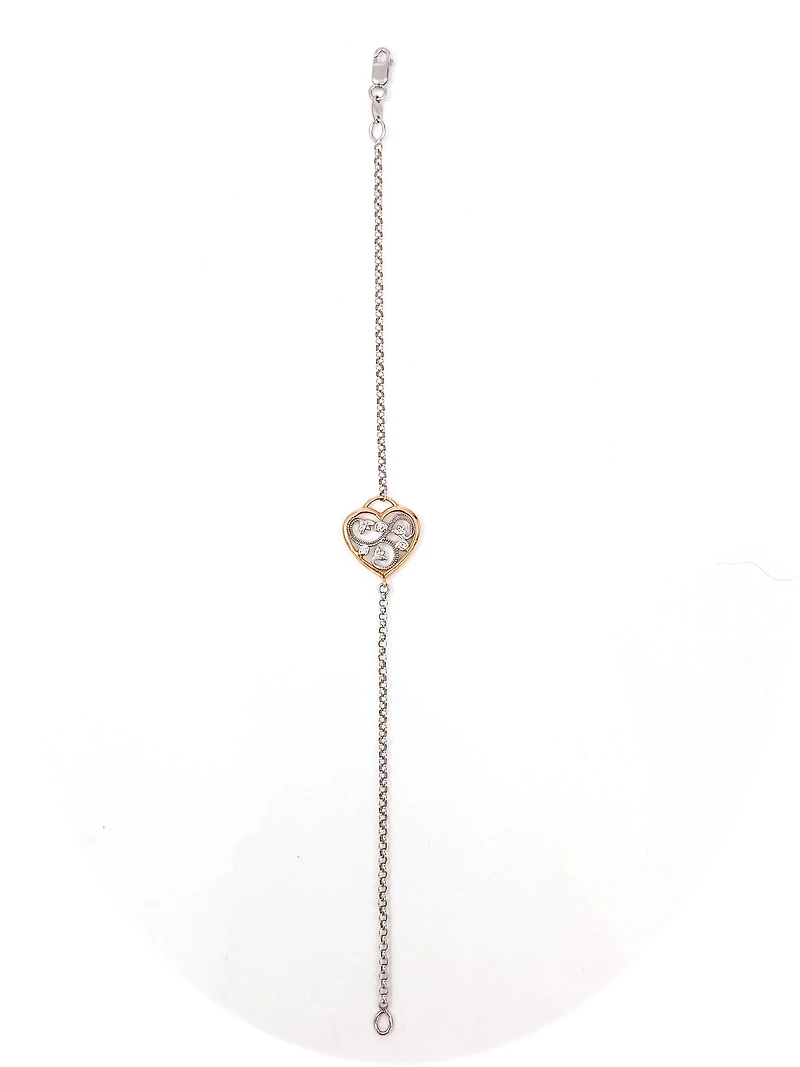 14K White & Rose Gold 0.05cttw Canadian Diamond Bracelet, 7"