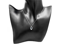 10K White Gold 0.12cttw Genuine Sapphire & 0.013cttw Diamond Pendant, 18"