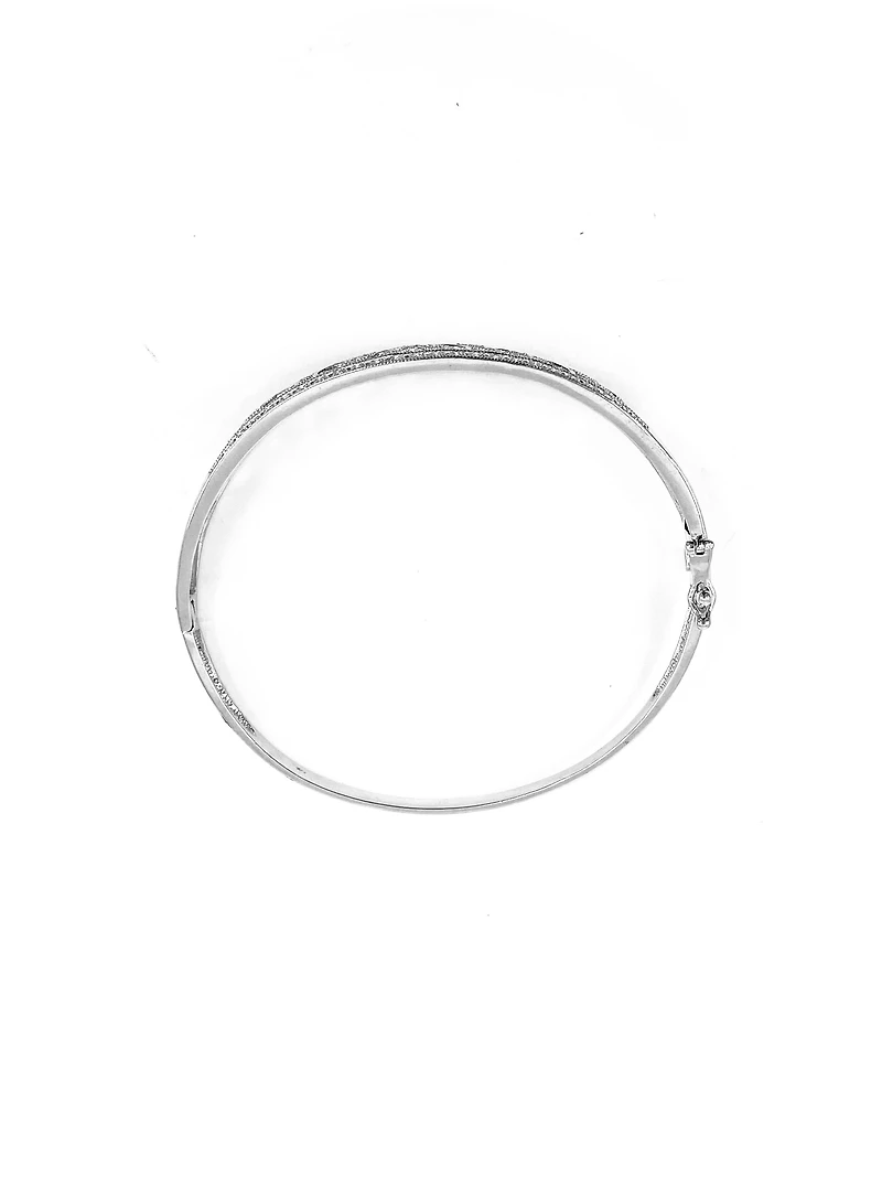10K White Gold 0.56cttw Diamond Bangle, 7"