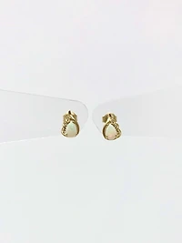 10K Yellow Gold 0.65cttw Genuine Opal and 0.03cttw Diamond Earrings