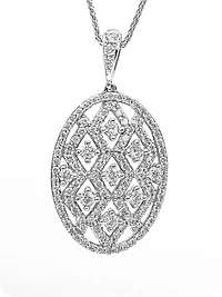10K White Gold 1.00cttw Diamond Pendant, 18"