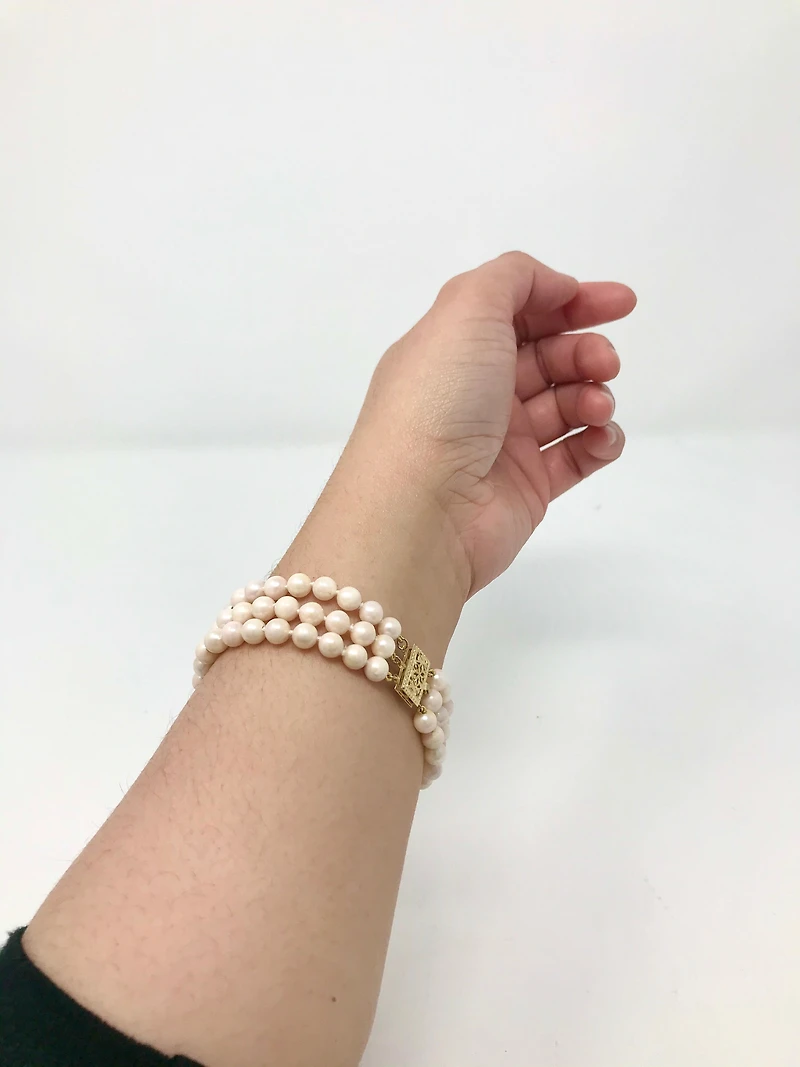 Triple Strand Pearl Bracelet