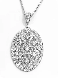 10K White Gold 1.00cttw Diamond Pendant, 18"