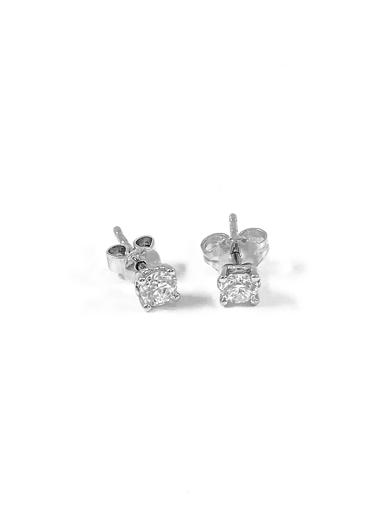 14K White Gold 0.15cttw Canadian Diamond Earrings