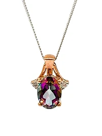 10K White & Rose Gold 1.00cttw Mystic Topaz and 0.02cttw Diamond Pendant, 18"
