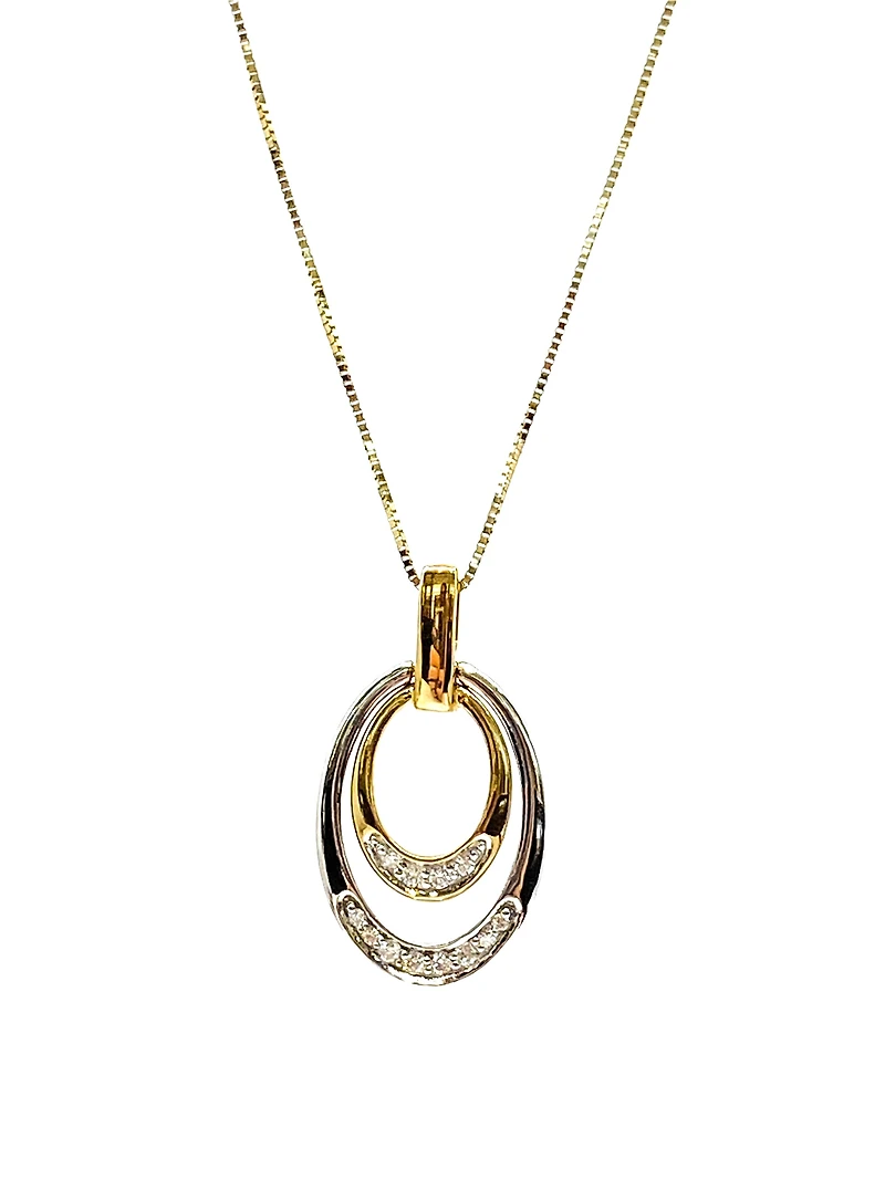 10K White & Yellow Gold 0.10cttw Canadian Diamond Pendant, 18"