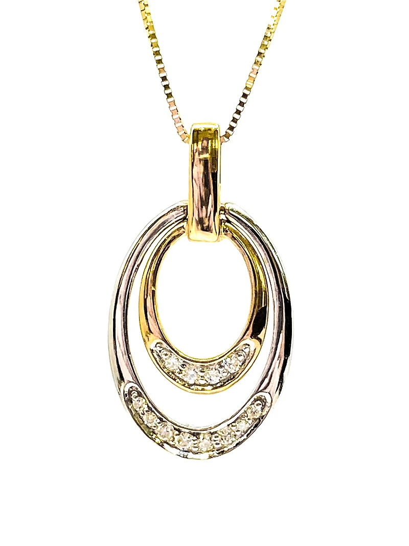 10K White & Yellow Gold 0.10cttw Canadian Diamond Pendant, 18"