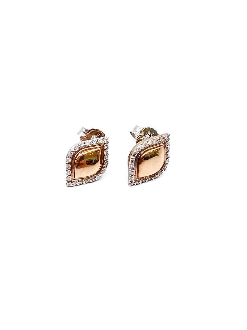 10K White & Rose Gold 0.13cttw Diamond Stud Earrings