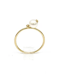 10K Yellow Gold 6.mm Genuine Fresh Water Pearl Ring, size 6.5