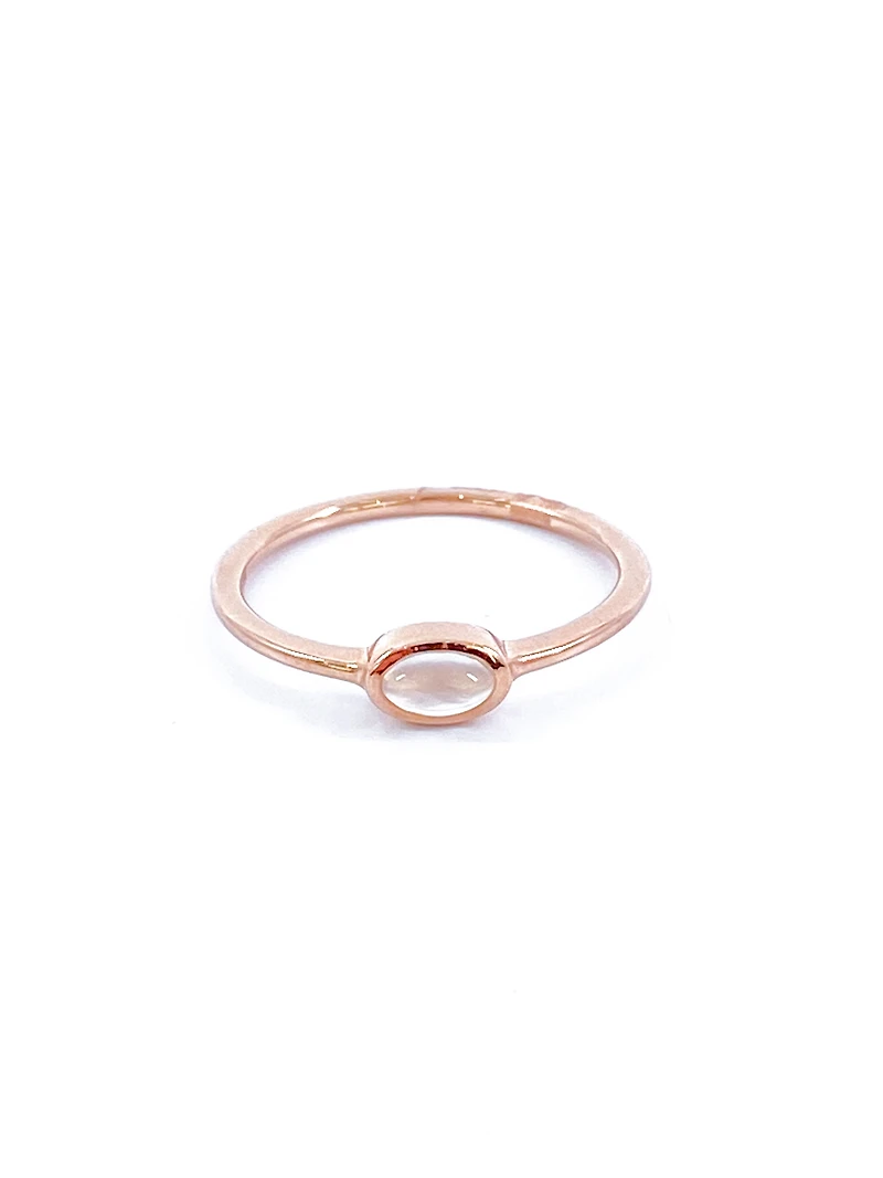 10K Rose Gold 0.25cttw Genuine Moonstone Ring, size 6.5