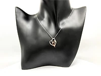 10K White & Rose Gold 0.035cttw Diamond Double Heart Pendant, 18"