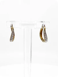 10K Yellow Gold 0.12cttw Diamond Hoop Huggie Hinged Earrings