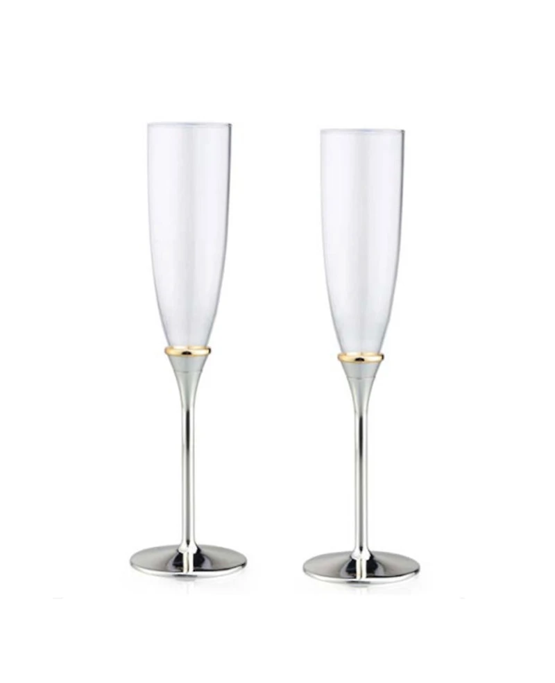 2 Pieces Toasting Flutes with Gold Band