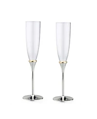 2 Pieces Toasting Flutes with Gold Band