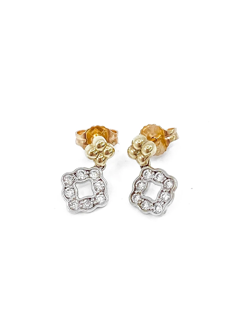10K White & Yellow Gold 0.25cttw Diamond Stud/Dangle/Drop Earrings