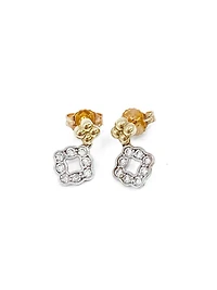 10K White & Yellow Gold 0.25cttw Diamond Stud/Dangle/Drop Earrings