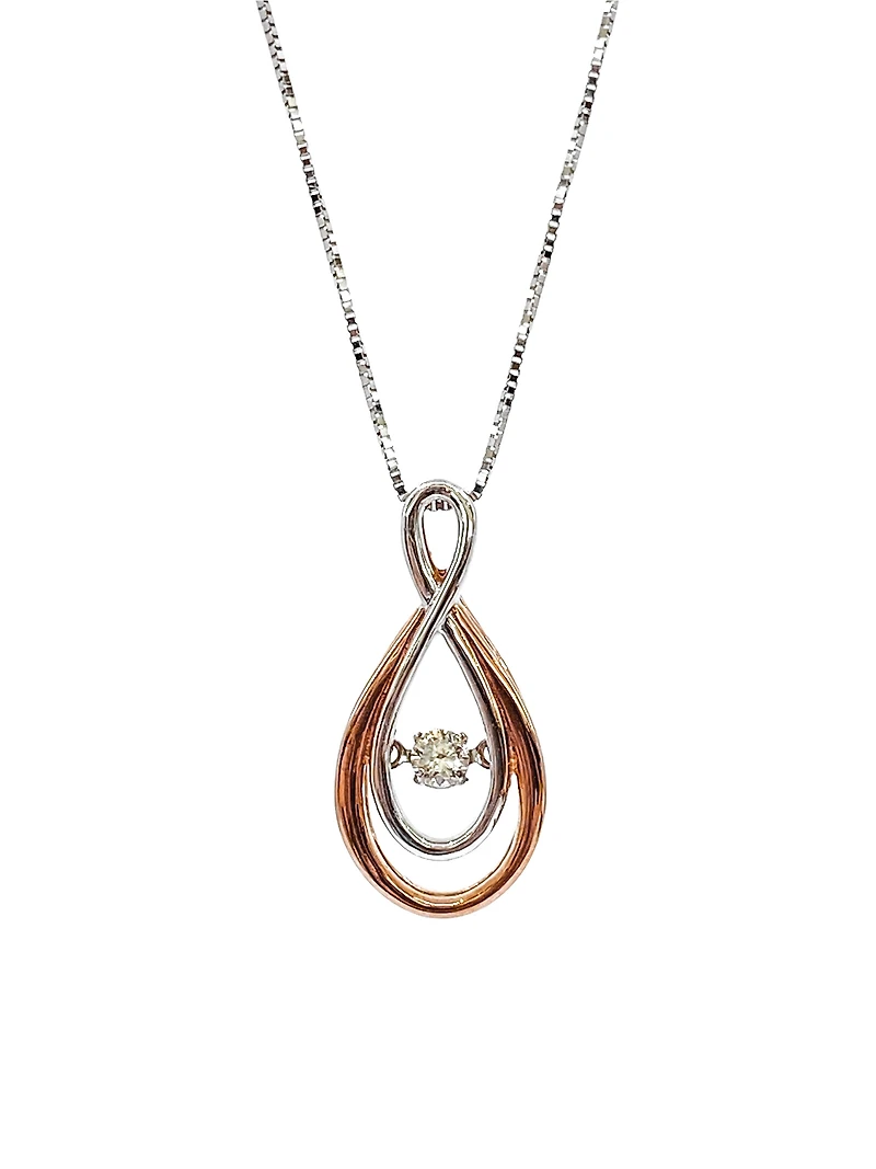 10K White & Rose Gold 0.10cttw Diamond Infinity Pendant, 18"