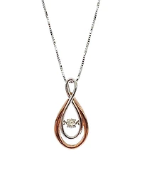 10K White & Rose Gold 0.10cttw Diamond Infinity Pendant, 18"