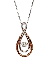 10K White & Rose Gold 0.10cttw Diamond Infinity Pendant, 18"
