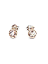 10K White and Rose Gold 0.96cttw Genuine Morganite & 0.02cttw Diamond Stud Earrings