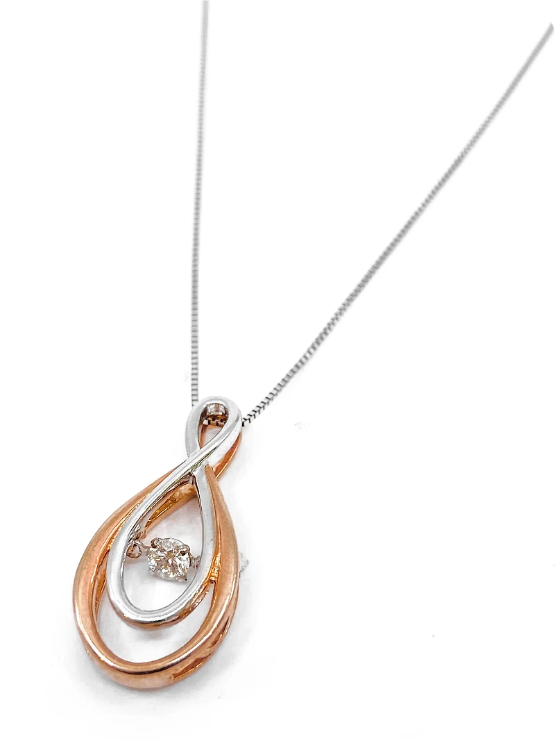 10K White & Rose Gold 0.10cttw Diamond Infinity Pendant, 18"