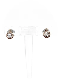 10K White and Rose Gold 0.96cttw Genuine Morganite & 0.02cttw Diamond Stud Earrings