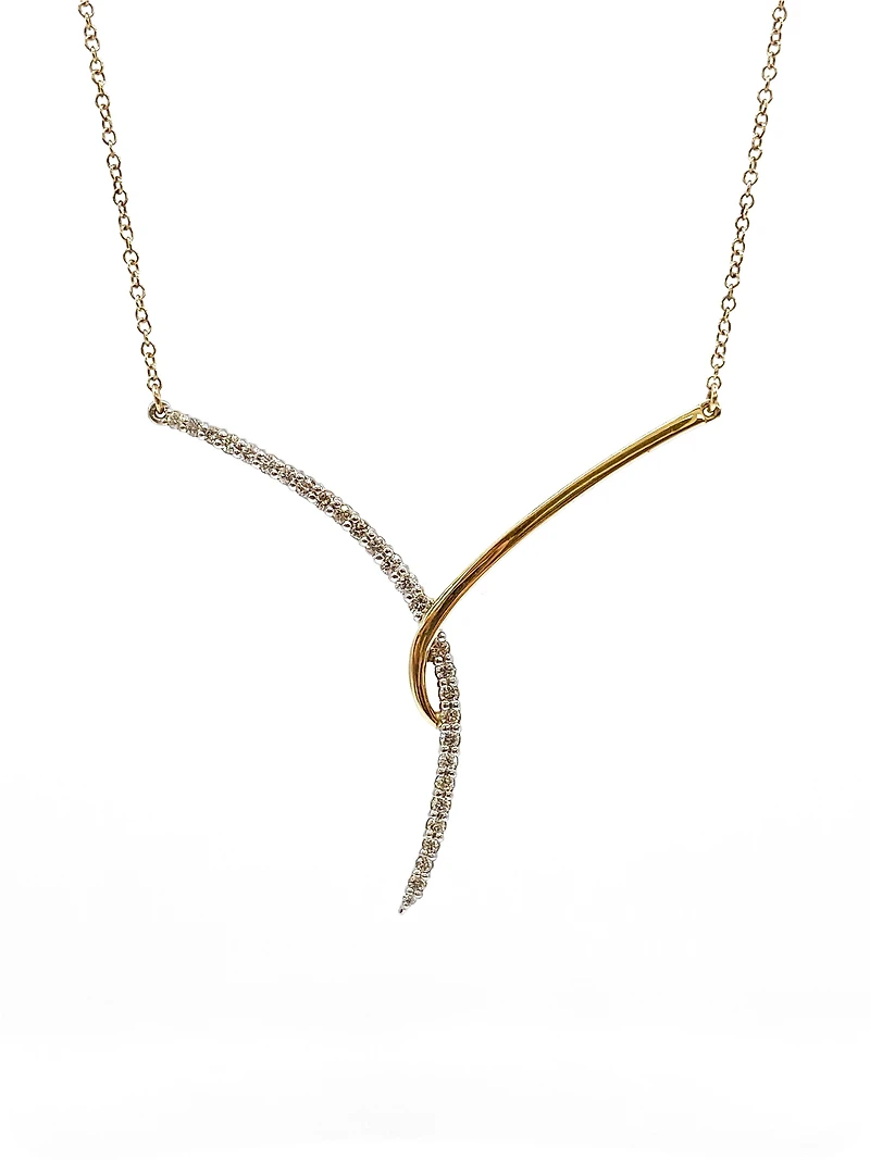 10K White & Yellow Gold 0.33cttw Diamond Pendant, 18"