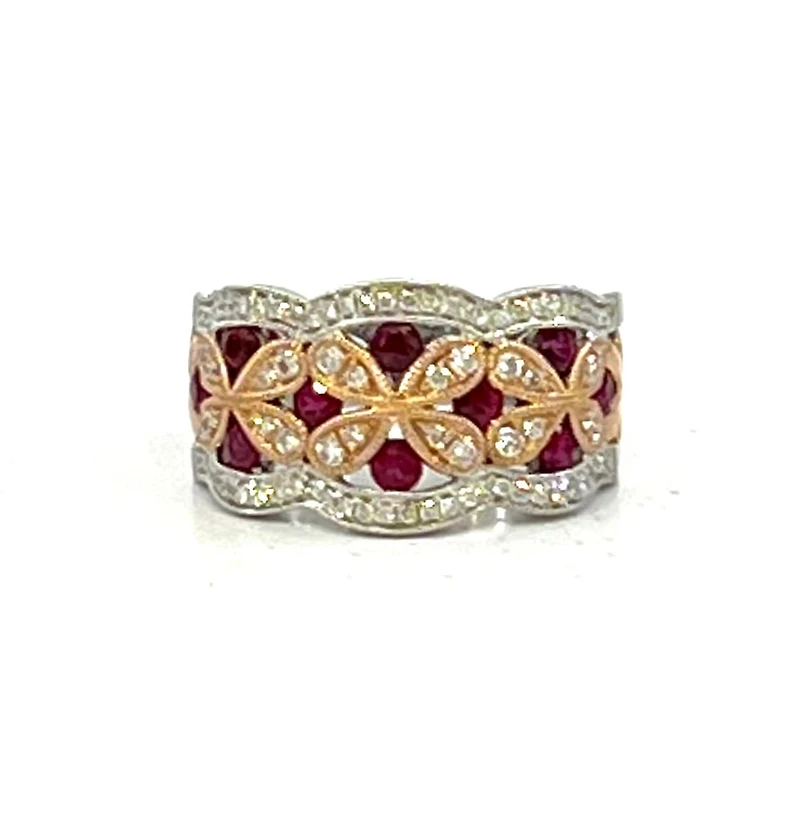 14K White Gold 0.72cttw Ruby and 0.42cttw Diamond Ring - Size 6.5