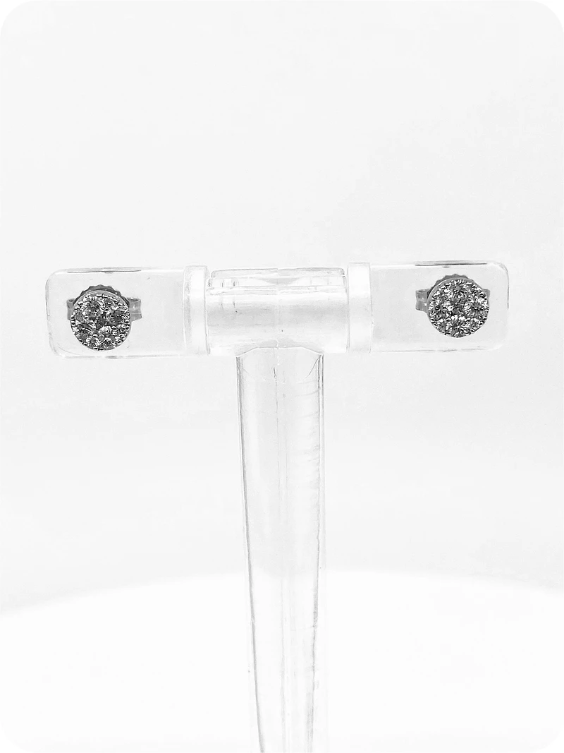 14K White Gold 0.33cttw Round-Cut Diamond Cluster Stud Earrings