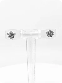 14K White Gold 0.33cttw Round-Cut Diamond Cluster Stud Earrings