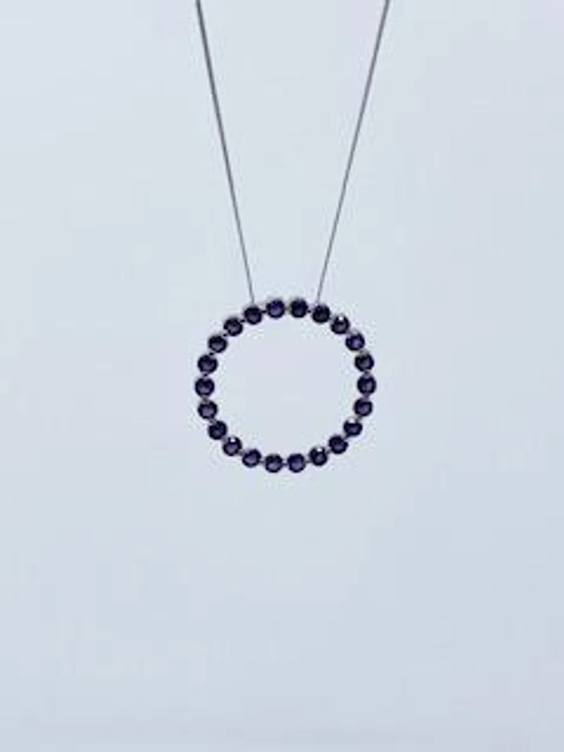 10K White Gold 1.32cttw Genuine Amethyst Circle Necklace - 18 Inches