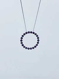 10K White Gold 1.32cttw Genuine Amethyst Circle Necklace - 18 Inches