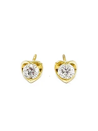 14K Yellow Gold cttw Canadian Diamond Mezza Luna Earrings with Screw Backs